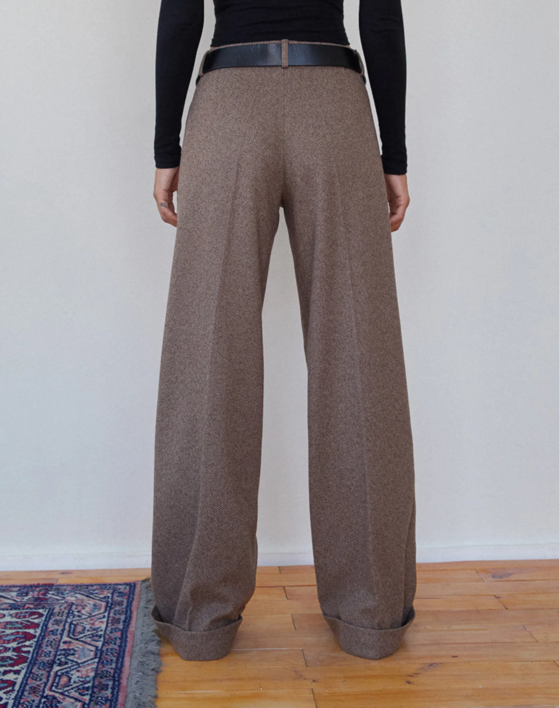Motel Rocks Tailoring-Abdel Faux Wool Tailored Trouser in Walnut