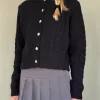 Motel Rocks Cardigans-Abelia Cable Knit Cardigan in Black