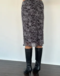 Motel Rocks A Line Skirts | Midi Skirts-Abetzi Midi Skirt in Baroque Black Print