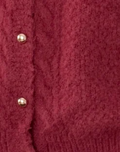 Motel Rocks Cardigans-Aceso Cardigan in Brush Knit Burgundy
