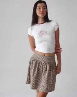 Motel Rocks A Line Skirts | Midi Skirts-Adinda Midi Skirt in Mini Gingham Brown