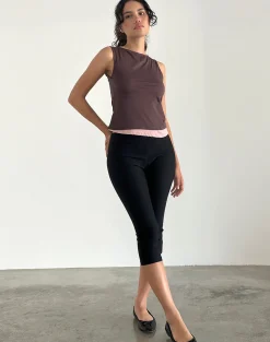 Motel Rocks Vest Tops-Aida Top in Tissue Deep Mahogany with Pink Lady