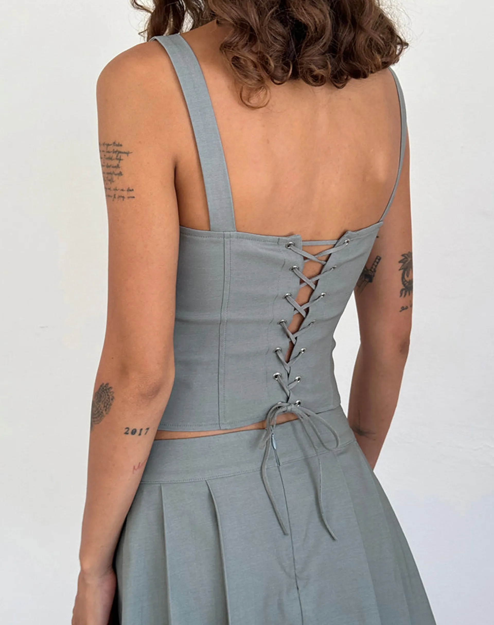 Motel Rocks Basics | Co-Ords-Ailsa Tie Back Top in Grey