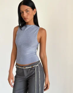 Motel Rocks Basic Tops | Vest Tops-Airien Tank Top in Shimmer Blue