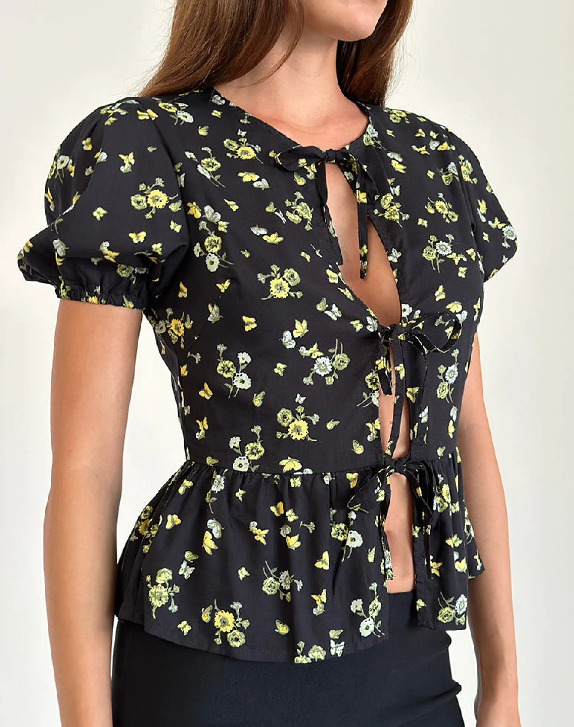 Motel Rocks Shirts And Blouses-Ajasi Blouse in Lemon and Lime Black LemonandLimeBlack