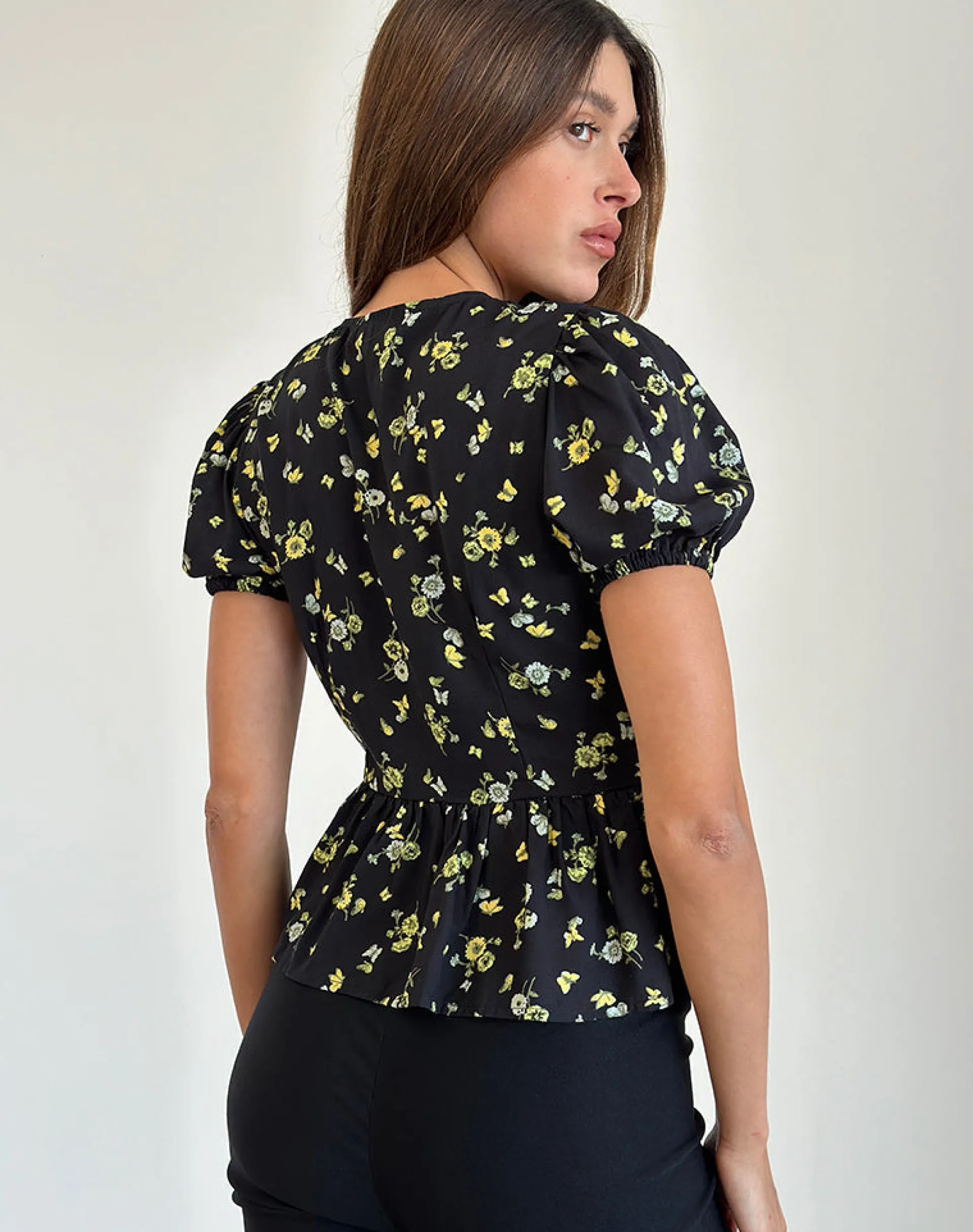 Motel Rocks Shirts And Blouses-Ajasi Blouse in Lemon and Lime Black LemonandLimeBlack