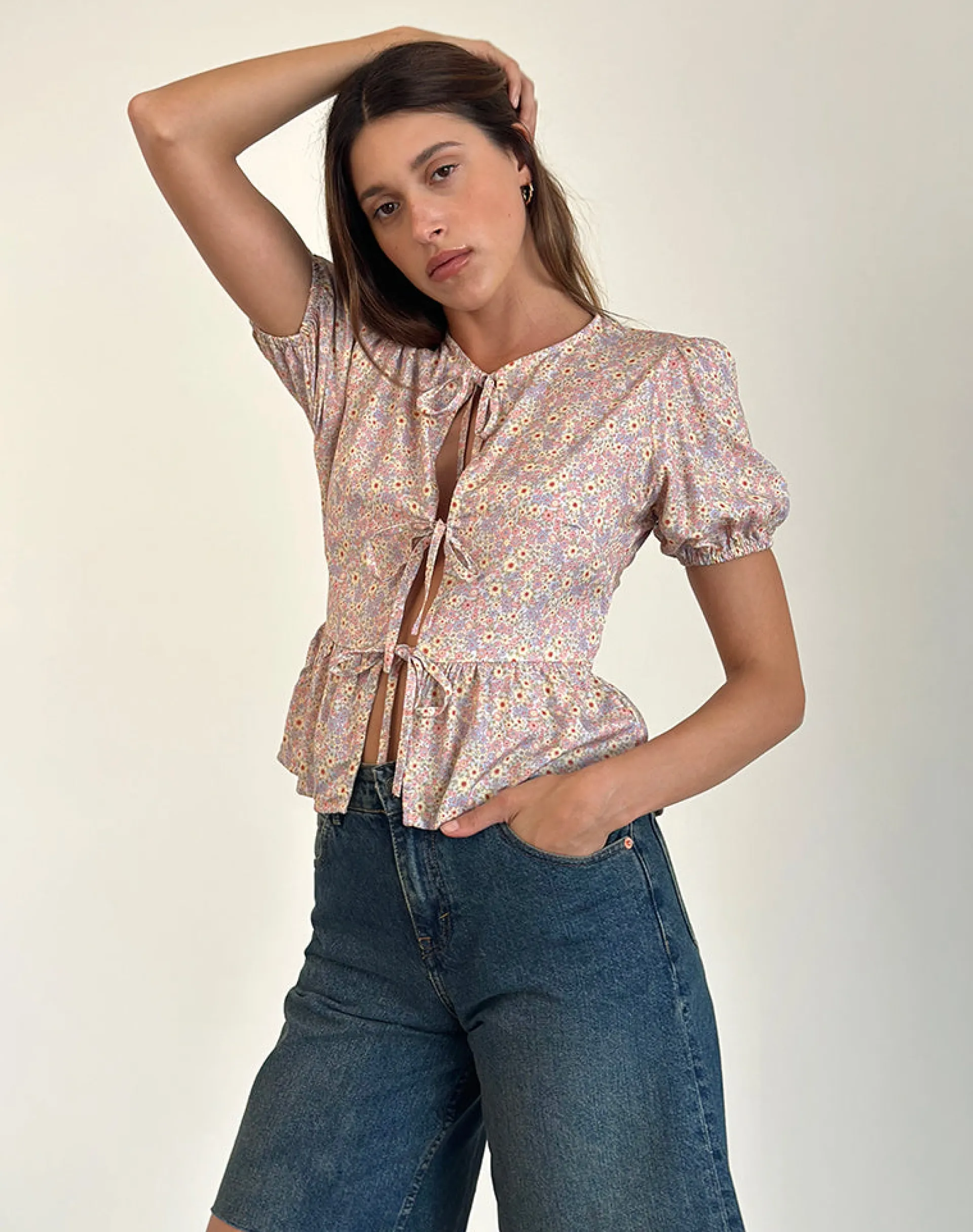 Motel Rocks Shirts And Blouses-Ajasi Blouse in 70s Prairie Girl 70sprairiegirlflock
