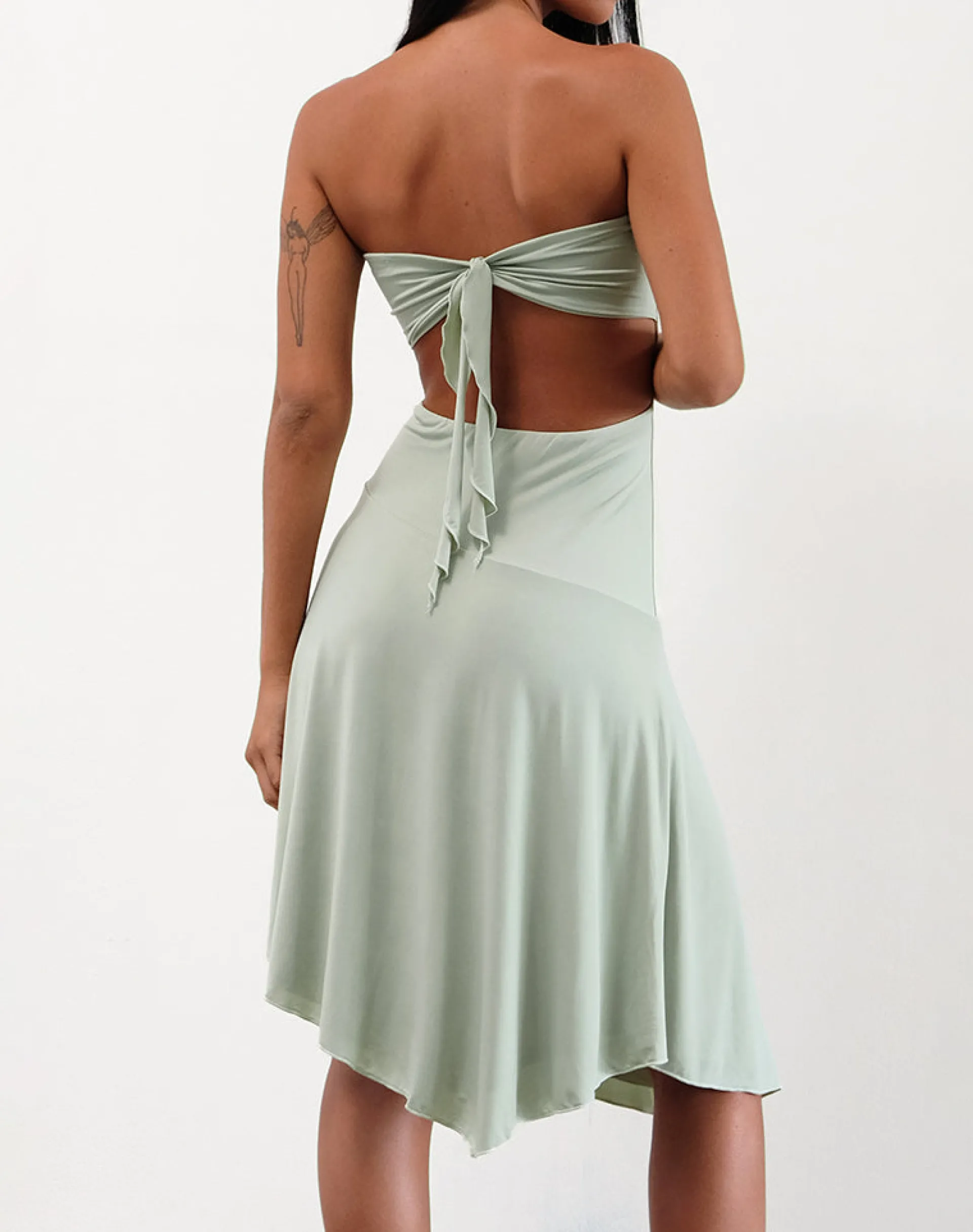 Motel Rocks Bandeau Dresses | Party Dresses-Akira Bandeau Midi Dress in Slinky Sage