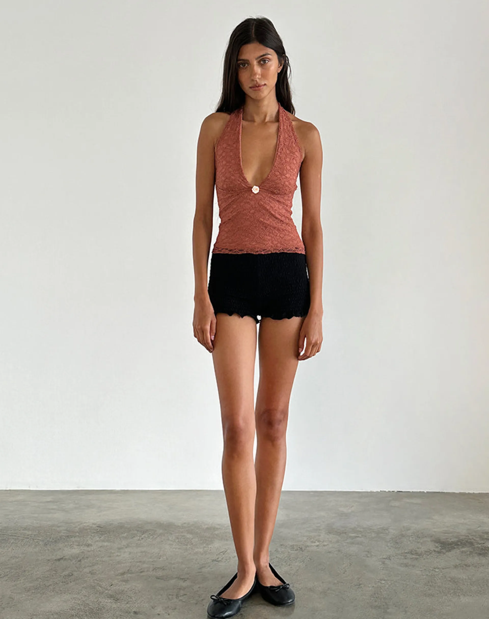 Motel Rocks Halterneck Tops | Lace Tops-Aksa Halterneck Top in Lace Withered Rose LaceWitheredRose