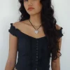 Motel Rocks Corset Tops | Bandeau Tops-Alderidge Bardot Corset Top in Black