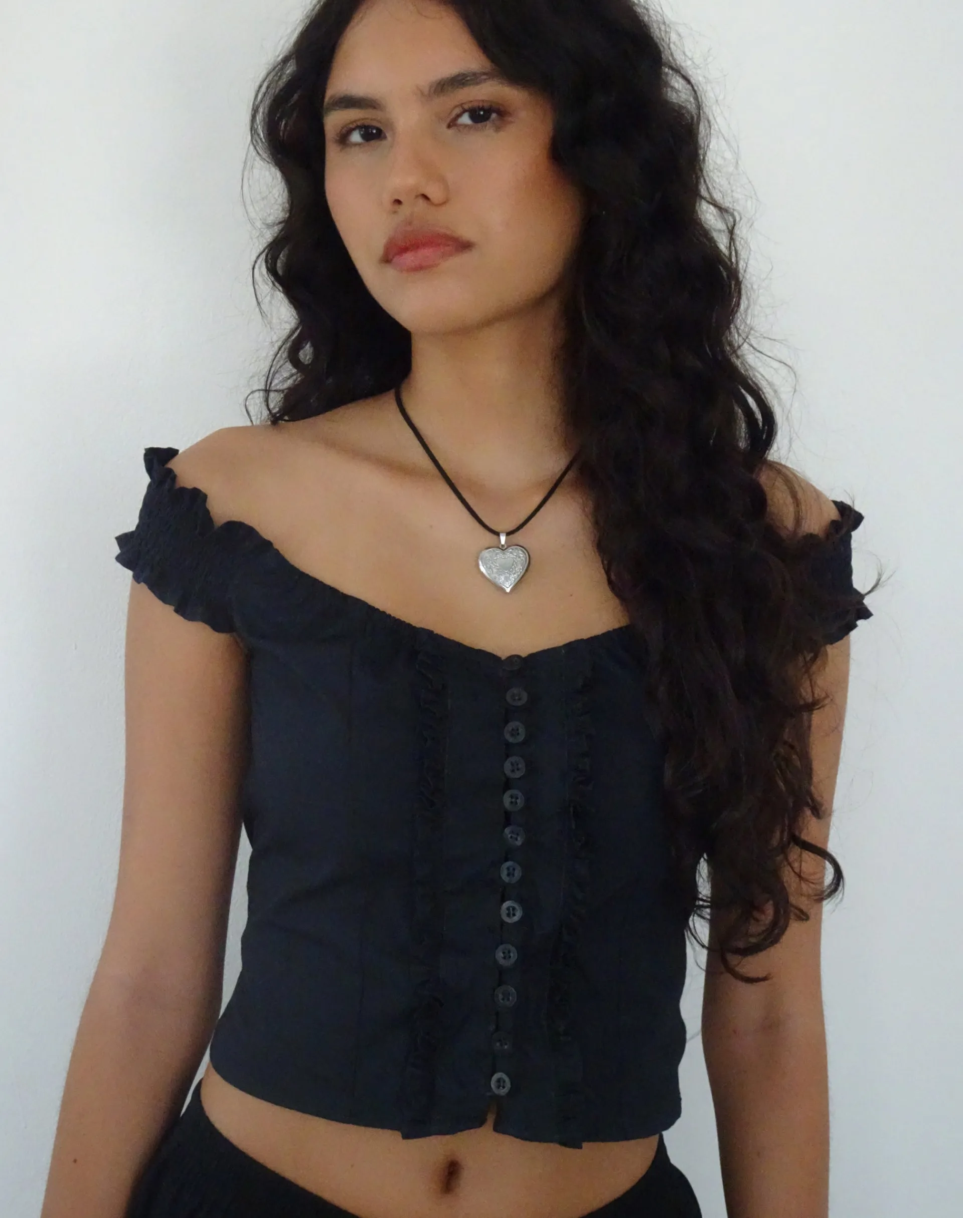 Motel Rocks Corset Tops | Bandeau Tops-Alderidge Bardot Corset Top in Black