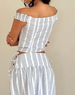 Motel Rocks Corset Tops-Alderidge Top in Vertical Grey Stripe VerticalGreyStripe
