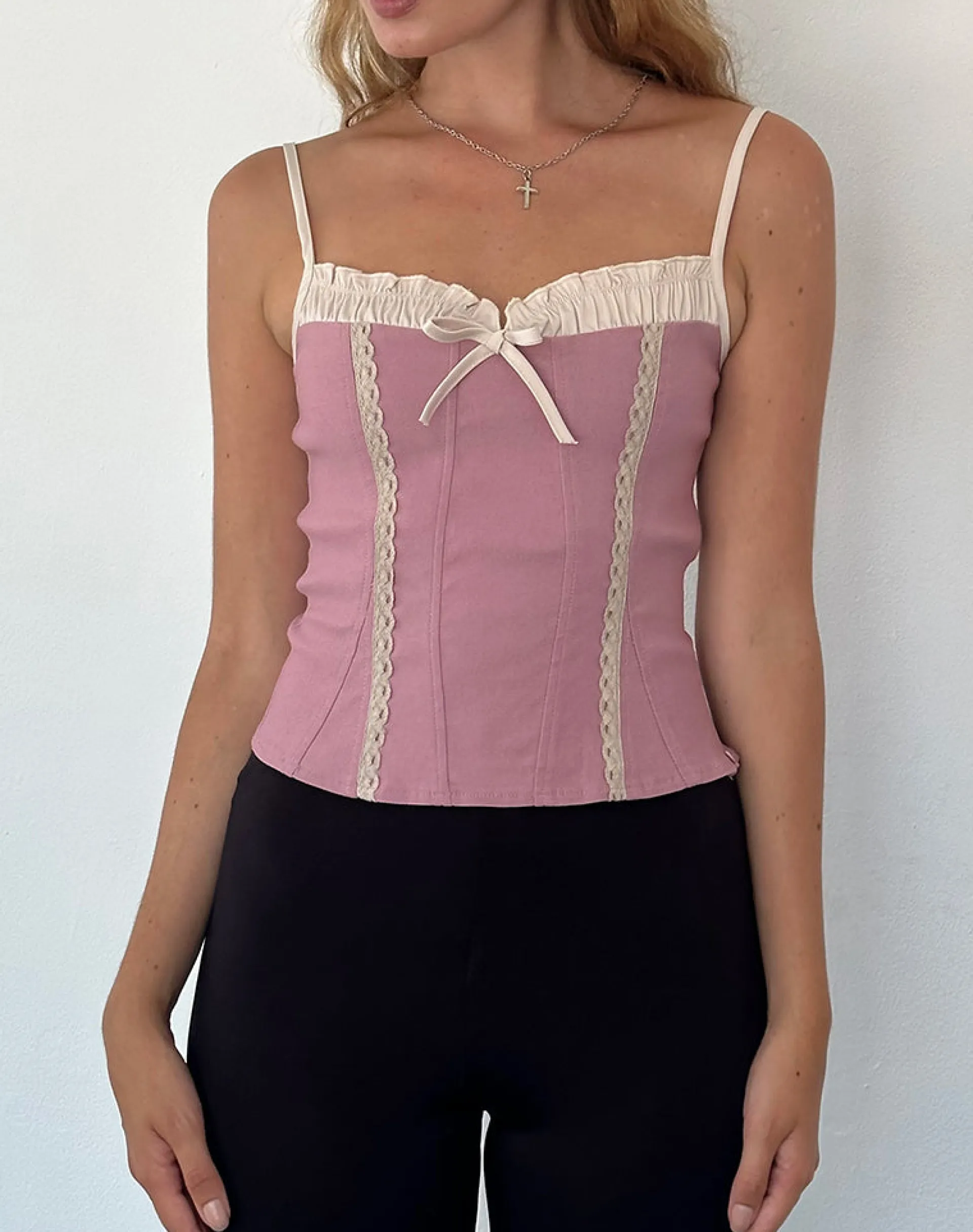 Motel Rocks Tailoring | Corset Tops-Alexa Corset Top in Dusky Pink DuskyPink