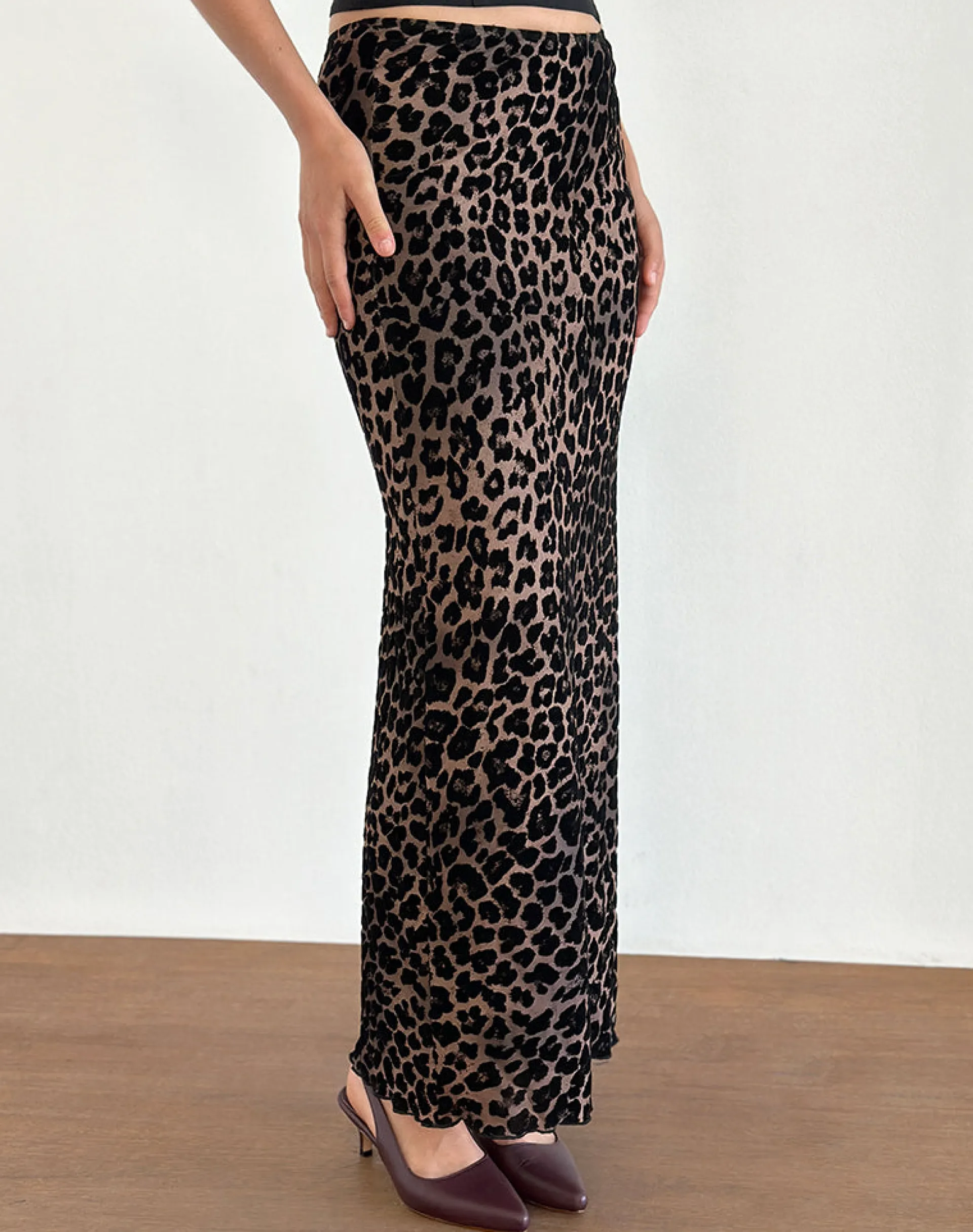 Motel Rocks Printed Skirts | Maxi Skirts-Alfreda Maxi Skirt in Flock Mesh Rar Leopard