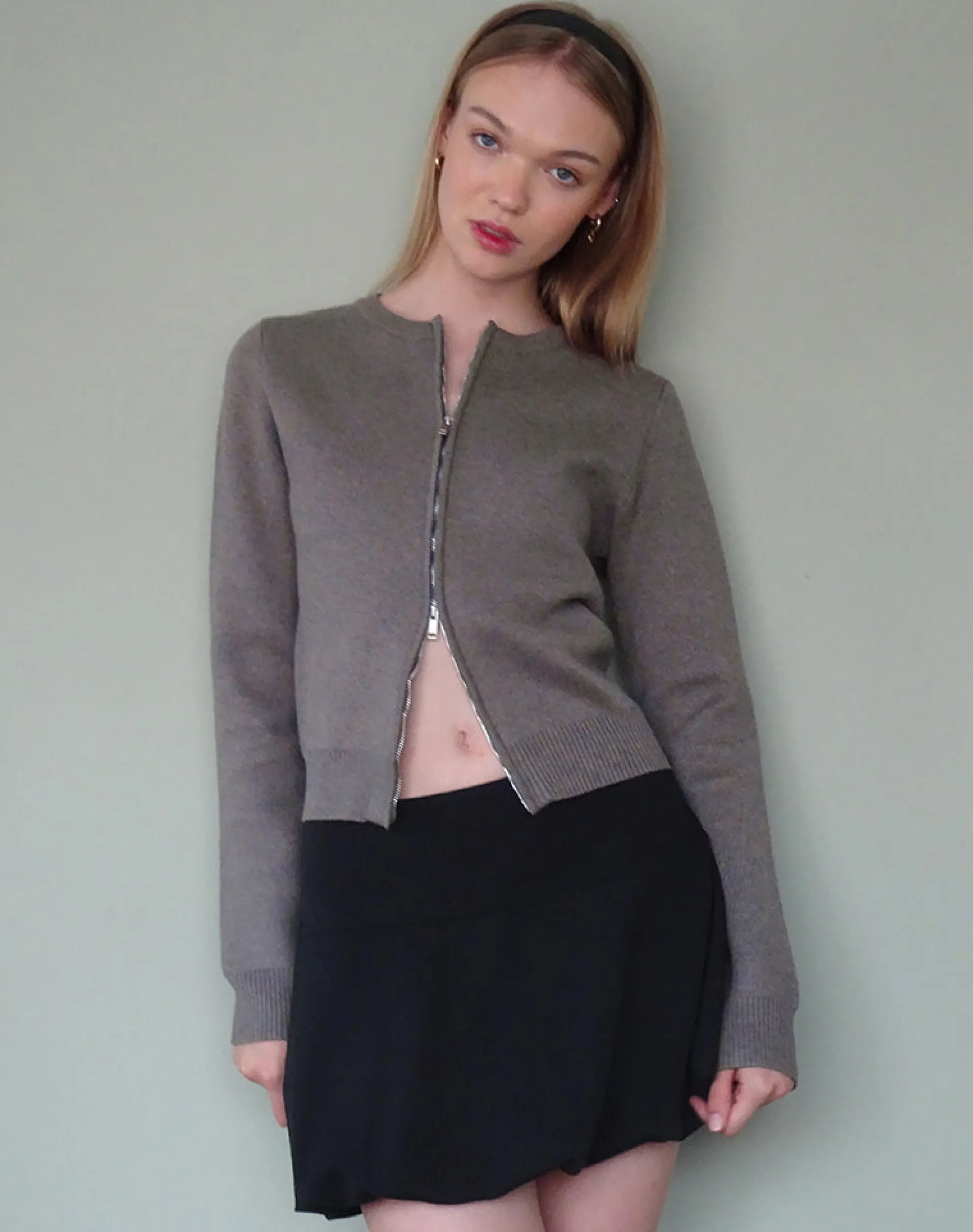 Motel Rocks Cardigans-Alniyat Long Sleeve Cardi in Charcoal Grey