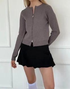 Motel Rocks Cardigans-Alniyat Long Sleeve Cardi in Charcoal Grey