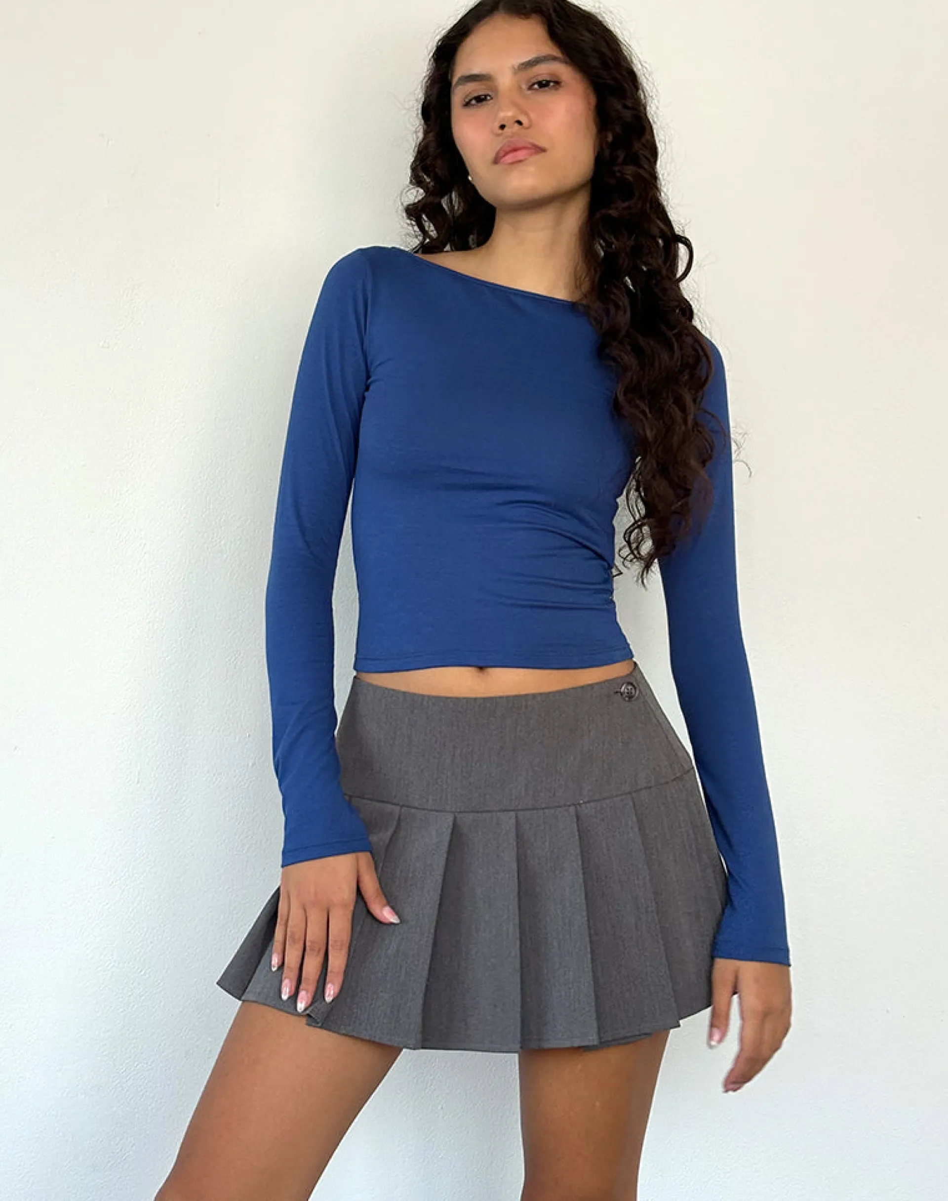 Motel Rocks Basic Tops | Long Sleeve Tops-Amabon Long Sleeve Top in Dazzling Blue DazzlingBlue