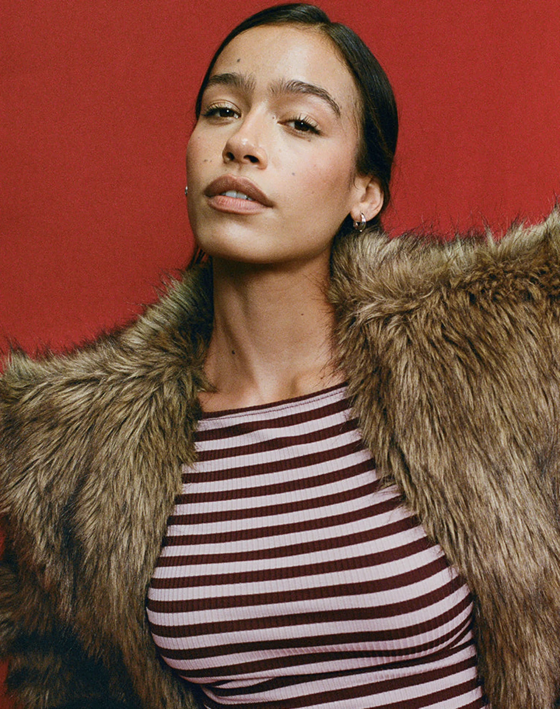 Motel Rocks Long Sleeve Tops-Amabon Long Sleeve Top in Tonal Brown Stripe TonalBrownStripe