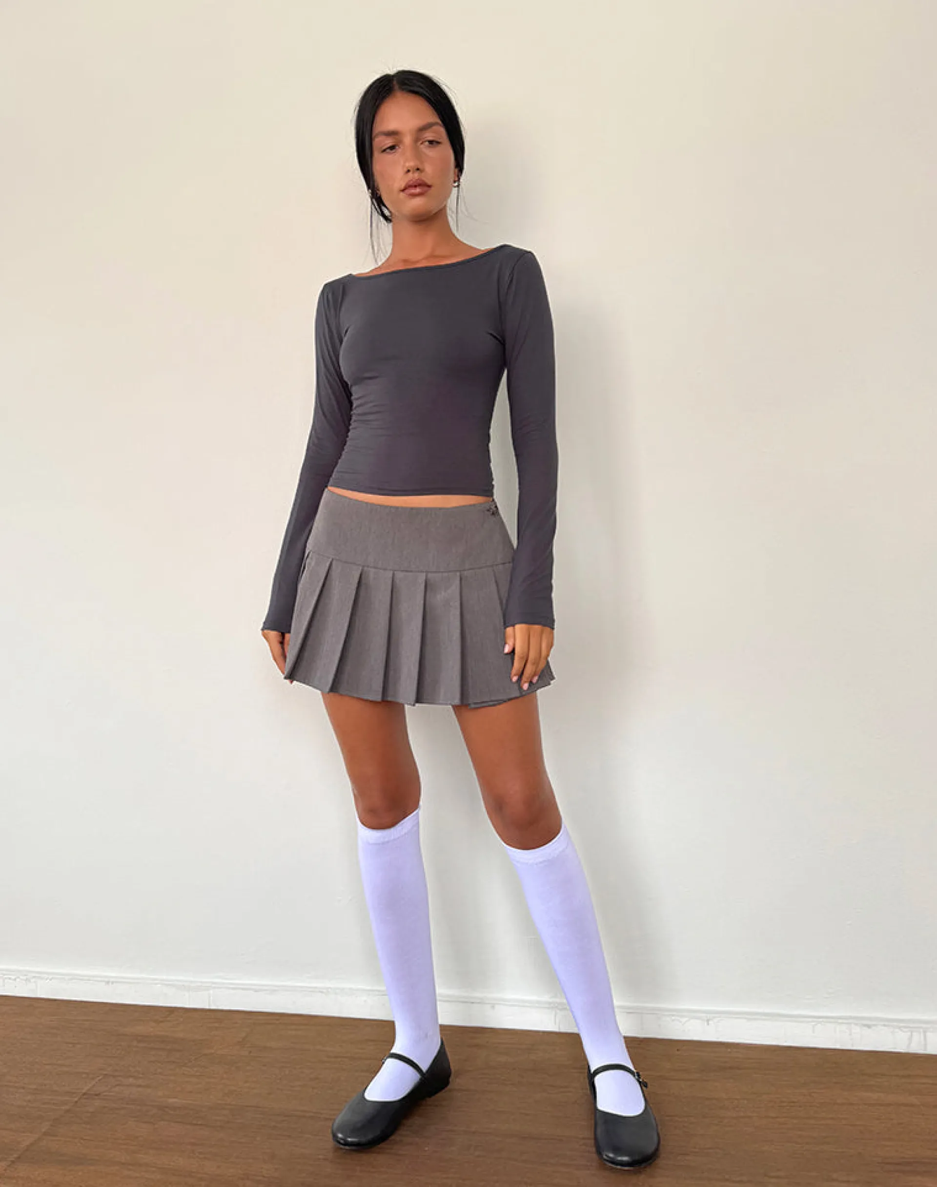 Motel Rocks Basic Tops | Long Sleeve Tops-Amabon Long Sleeve Top in Ocean Storm OceanStorm