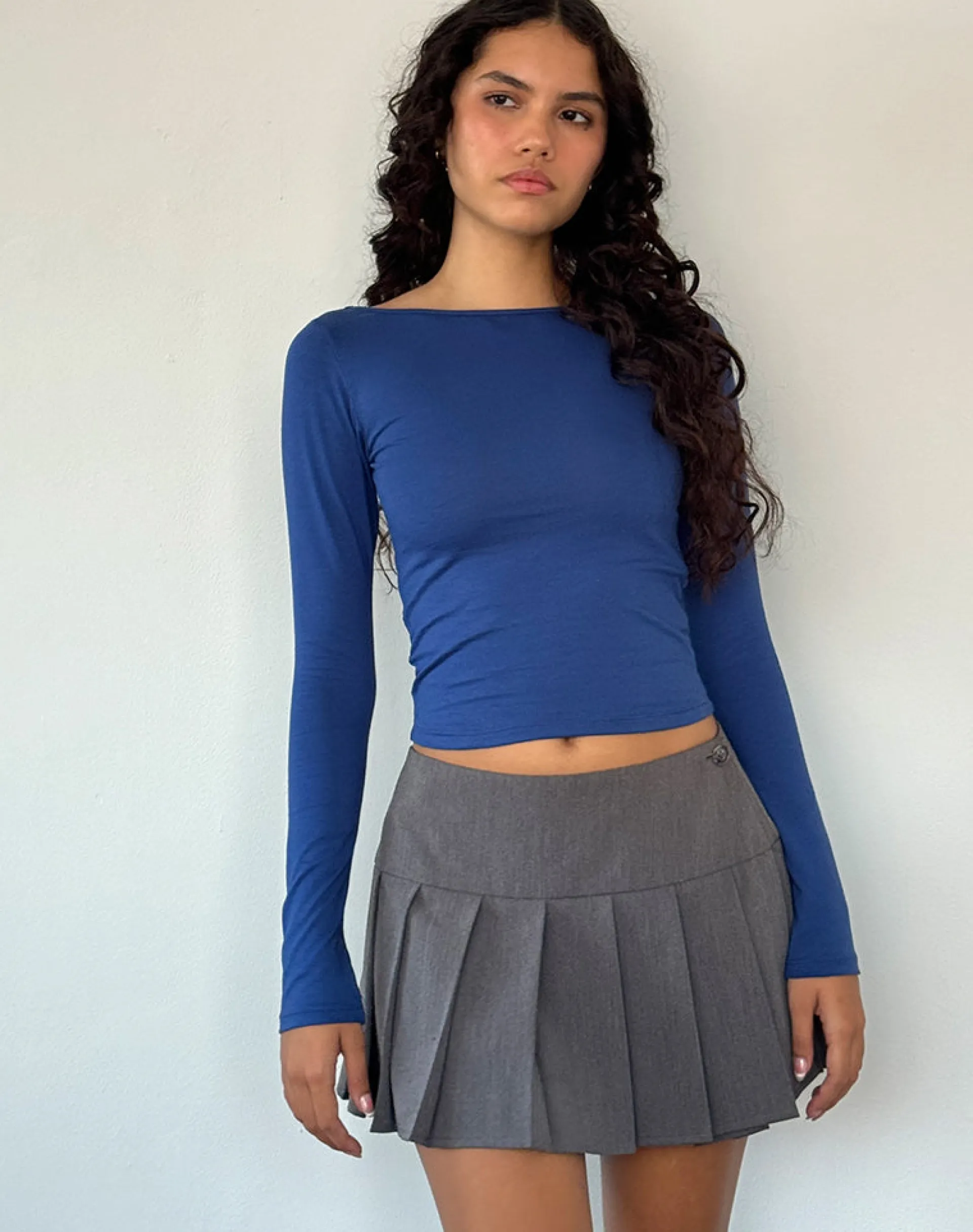 Motel Rocks Basic Tops | Long Sleeve Tops-Amabon Long Sleeve Top in Dazzling Blue DazzlingBlue