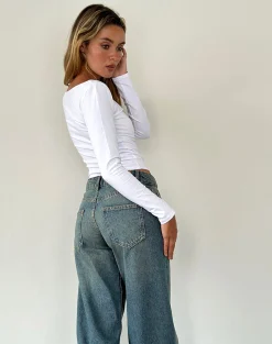 Motel Rocks Basics | Basic Tops-Amabon Long Sleeve Top in White