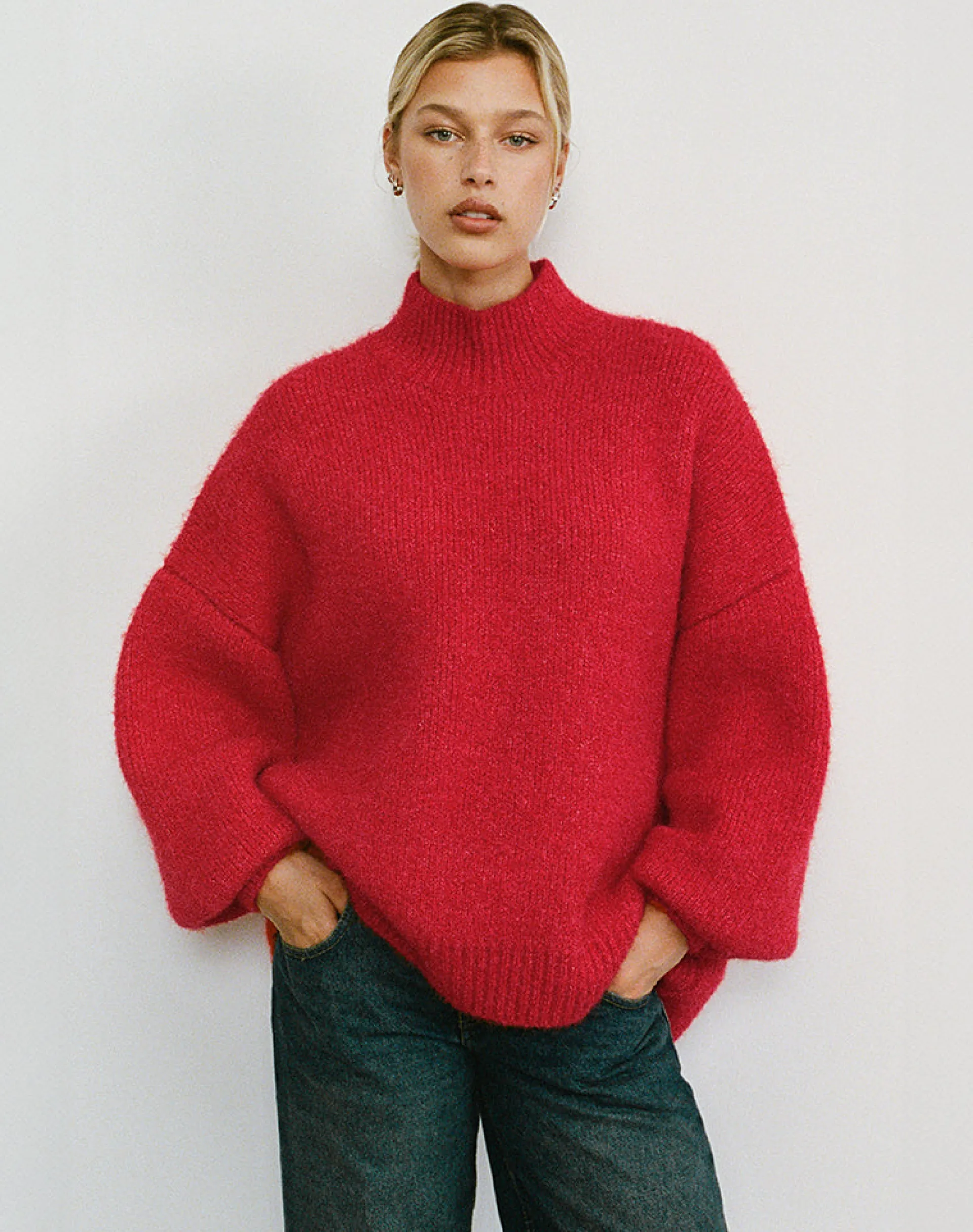 Motel Rocks Jumpers-Amato Oversized Jumper in Red
