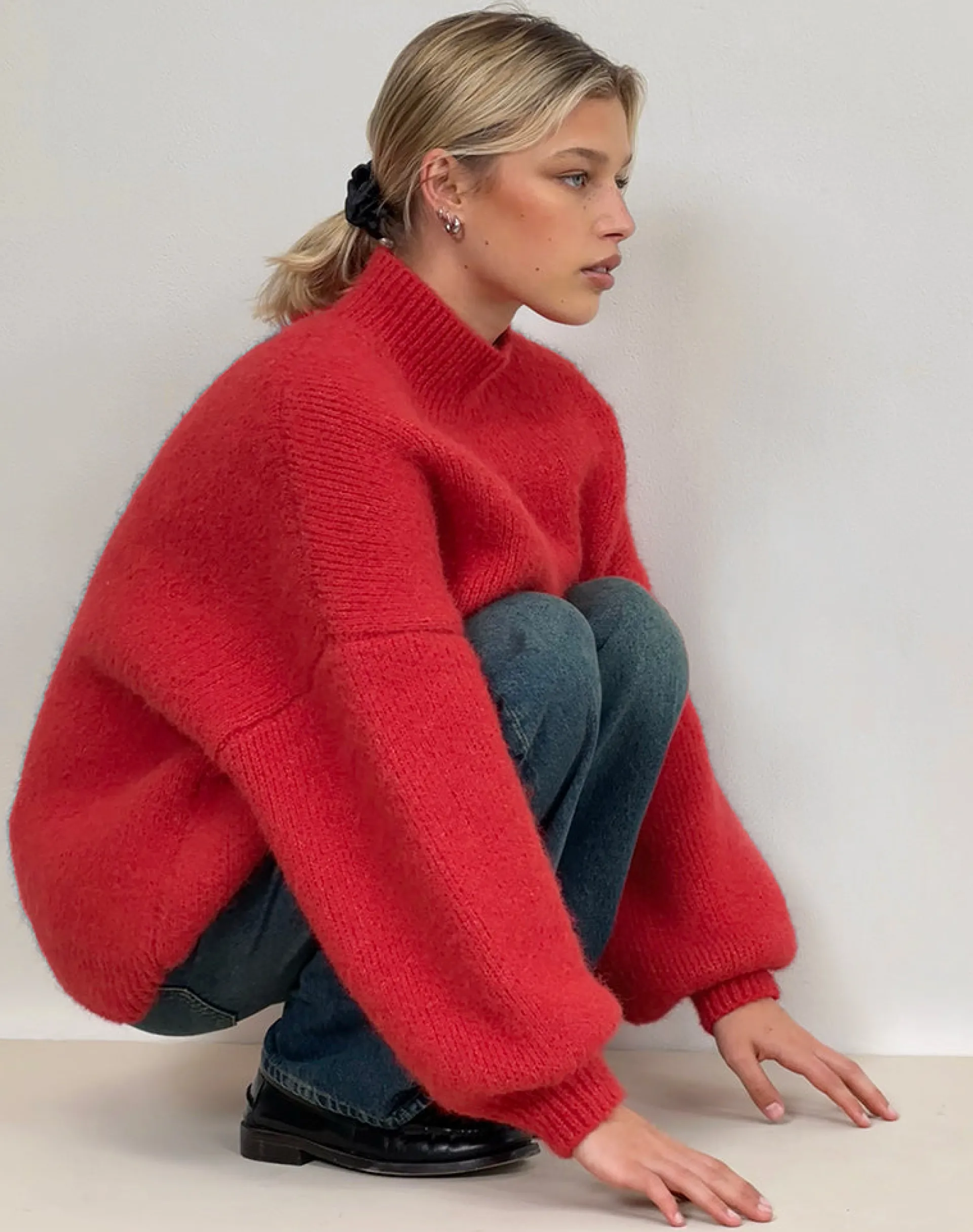 Motel Rocks Jumpers-Amato Oversized Jumper in Red
