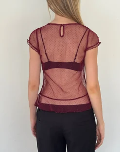 Motel Rocks Shirts And Blouses | Lace Tops-Amrita Top in Burgundy Dobby Mesh BurgundyDobbyMesh