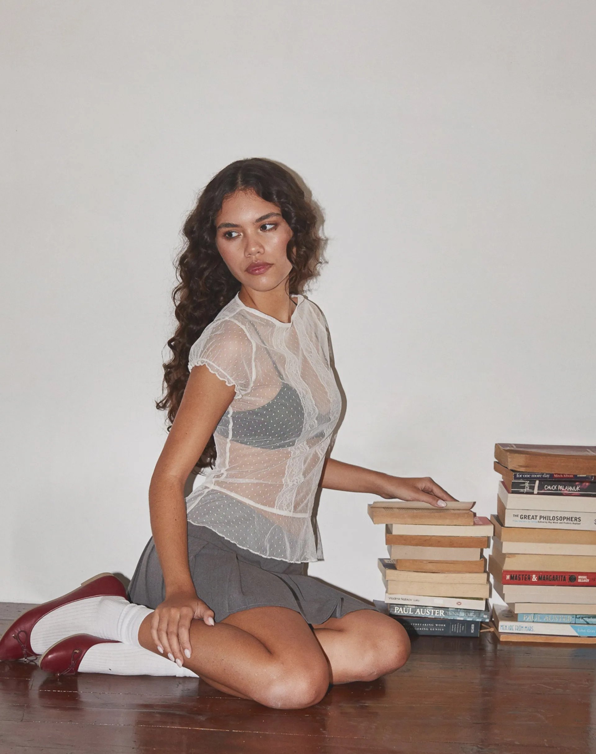 Motel Rocks Shirts And Blouses | Going Out Tops-Amrita Unlined Top in Dobby Mesh Cream DobbyMeshCream