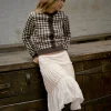 Motel Rocks Midi Skirts-Anahita Tiered Skirt in Chiffon Buttercream ChiffonButtercream