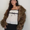 Motel Rocks Strappy Tops | Going Out Tops-Ancika Cami Top in Textured Chiffon Ivory