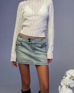 Motel Rocks Long Sleeve Tops-Angela Long Sleeve Top in Crinkle White CrinkleWhite