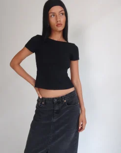 Motel Rocks Basics-Anita Open Back Top in Black