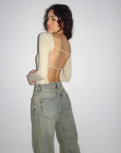 Motel Rocks Basics | Basic Tops-Ansita Long Sleeve Top in Coconut Milk CoconutMilk