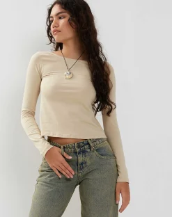 Motel Rocks Basics | Basic Tops-Ansita Long Sleeve Top in Coconut Milk CoconutMilk