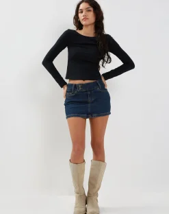 Motel Rocks Basics-Ansita Long Sleeve Top in Black