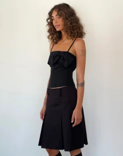 Motel Rocks Strappy Tops | Going Out Tops-Antlia Bow Cami Top in Tailoring Black