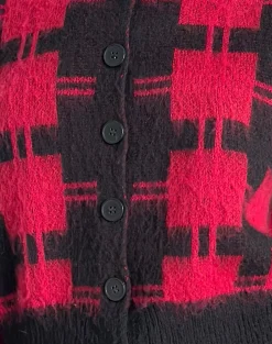Motel Rocks Cardigans-Anzio Cardigan in Black and Red Check Knit BlackandRedCheckKnit
