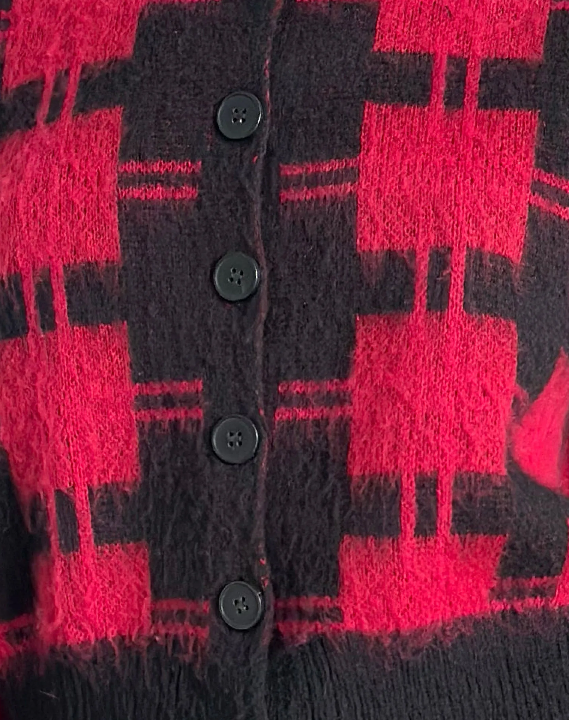 Motel Rocks Cardigans-Anzio Cardigan in Black and Red Check Knit BlackandRedCheckKnit