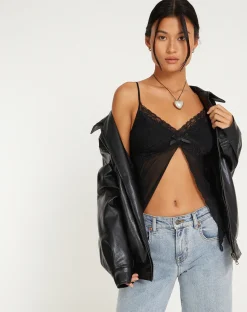 Motel Rocks Long Sleeve Tops | Going Out Tops-Ariela Butterfly Top in Black