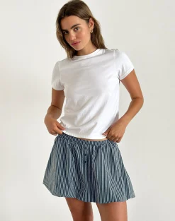 Motel Rocks Tailoring | Printed Skirts-Arife Mini Skirt in Black and Grey Mono Stripe