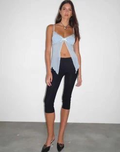 Motel Rocks Strappy Tops-Arsyla Mesh Butterfly Top in Pastel Blue