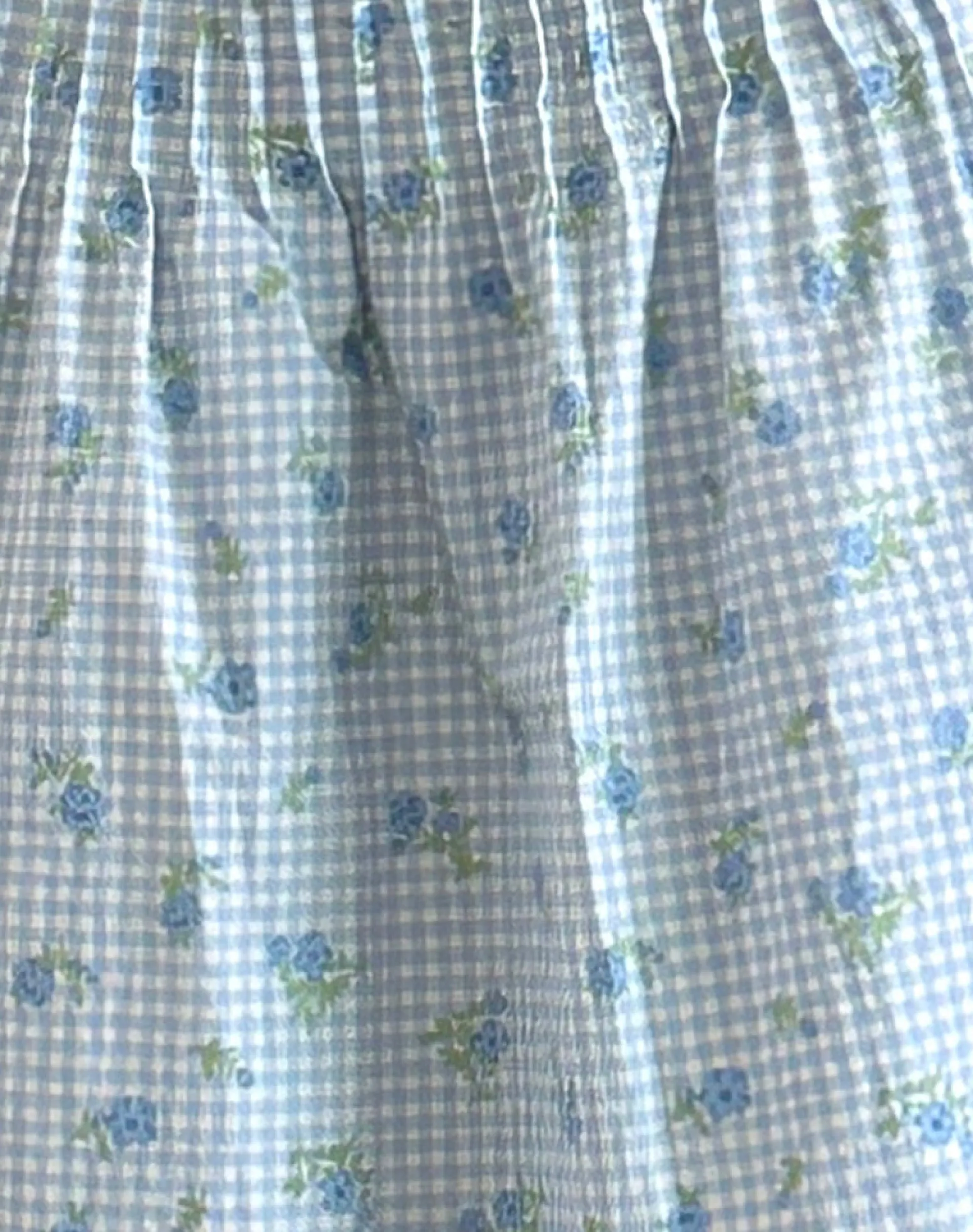 Motel Rocks Co-Ords | Printed Skirts-Asada Midi Skirt in Blue Flower Gingham BlueFlowerGingham