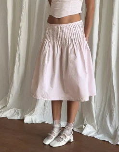 Motel Rocks Co-Ords | A Line Skirts-Asada Midi Skirt in Light Pink LightPink