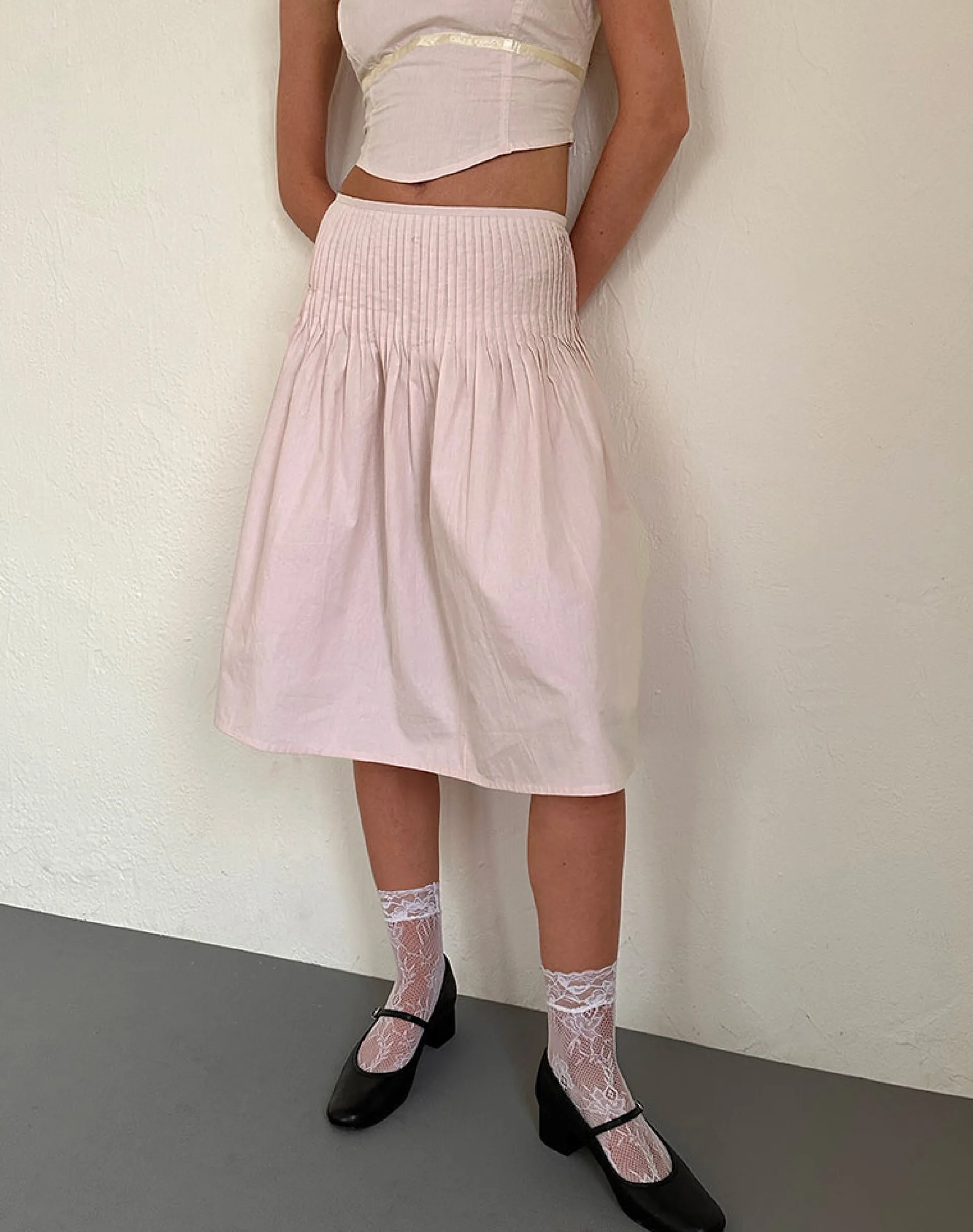 Motel Rocks Co-Ords | A Line Skirts-Asada Midi Skirt in Light Pink LightPink