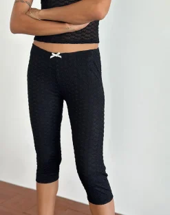 Motel Rocks Co-Ords-Asih Capri Trousers in Black Heart Lace BlackHeartLace