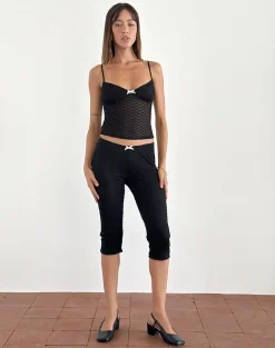 Motel Rocks Co-Ords-Asih Capri Trousers in Black Heart Lace BlackHeartLace