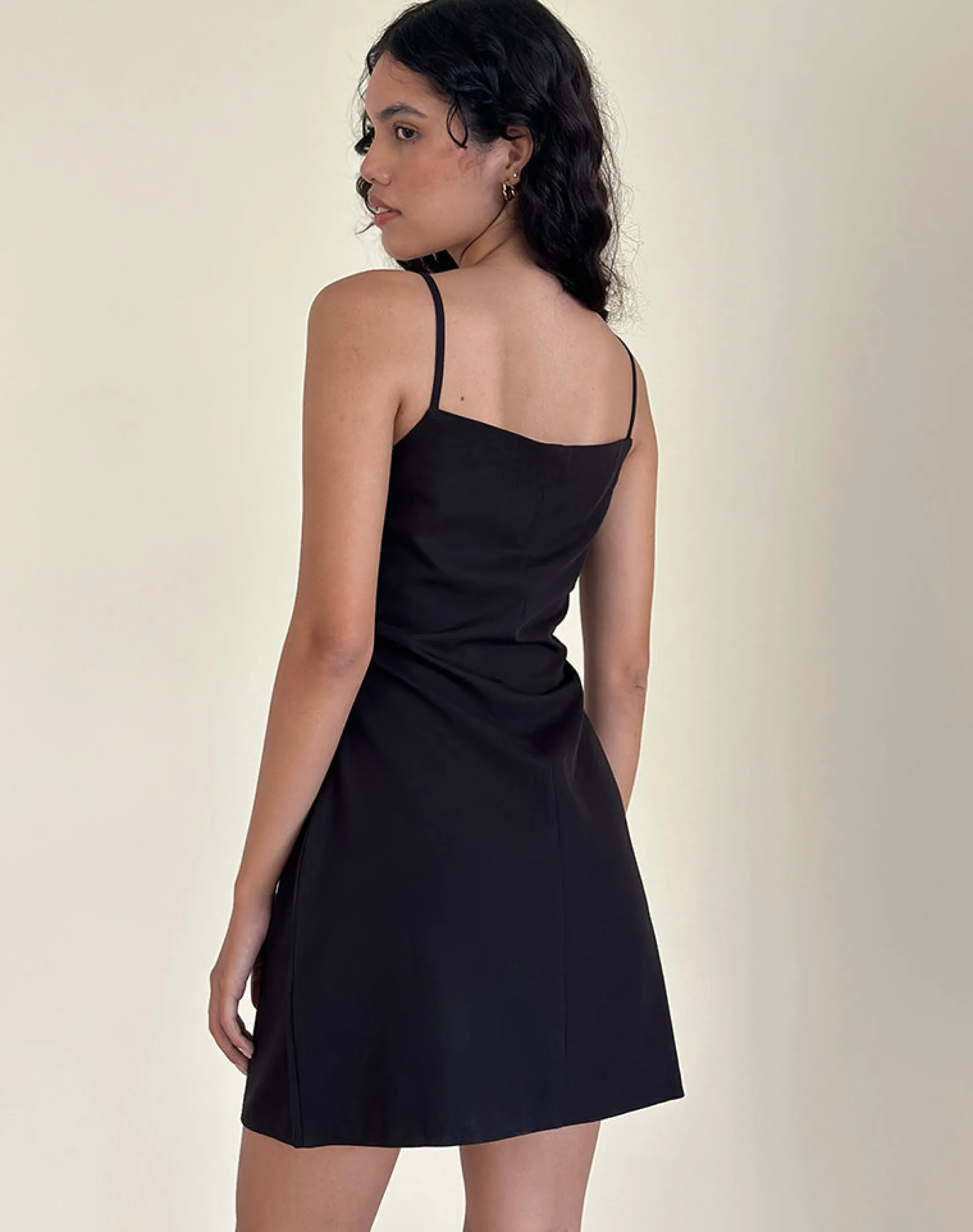 Motel Rocks Bodycon Dresses | Little Black Dresses-Asinel Mini Dress in Black with Ivory Bow