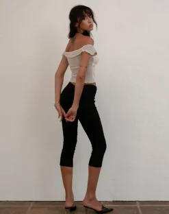 Motel Rocks Tailoring | Basics-Asla Cropped Capri Trouser in Stretch Tailoring Black