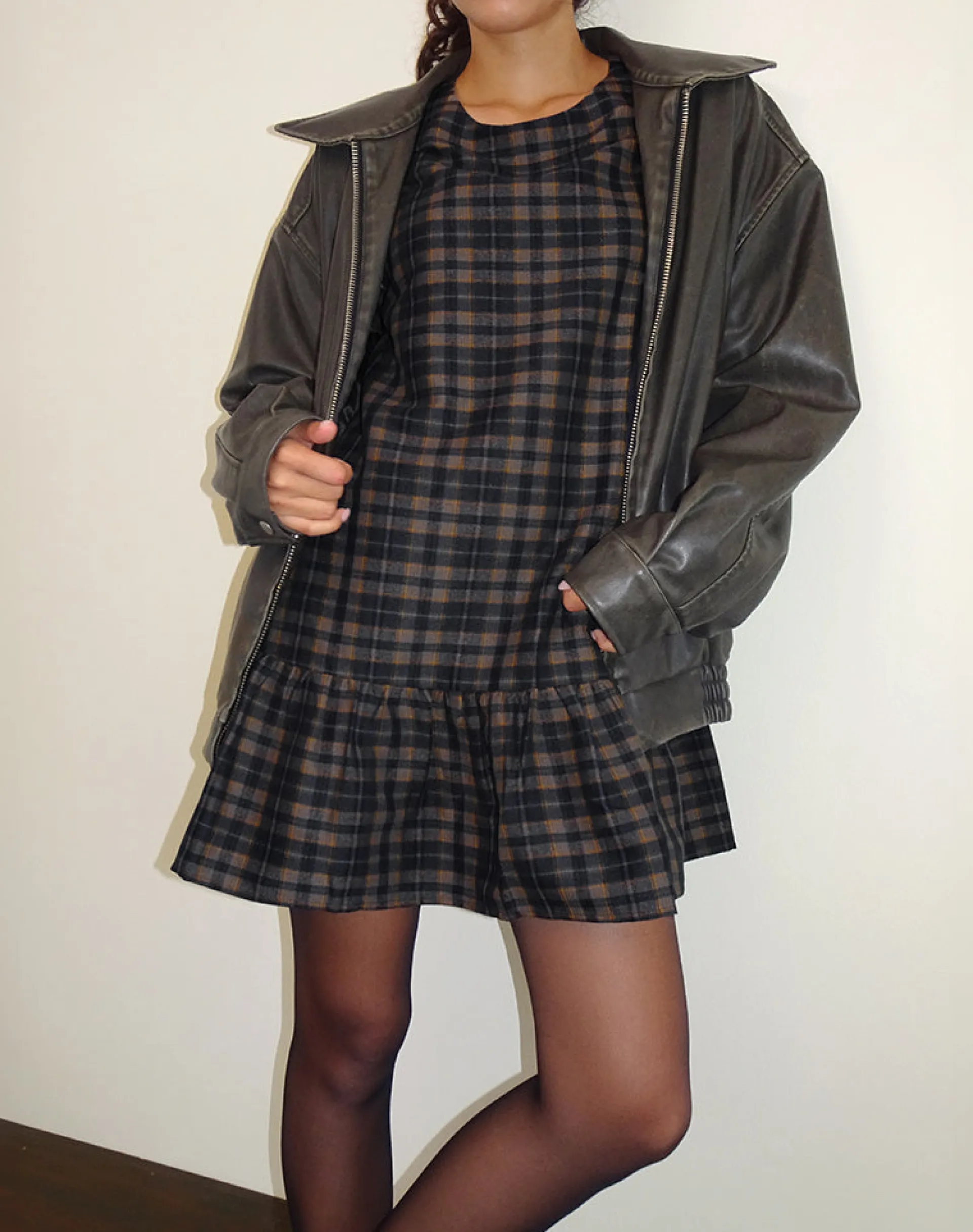 Motel Rocks Day Dresses | Mini Dresses-Asterin Mini Smock Dress in Navy Mustard Check